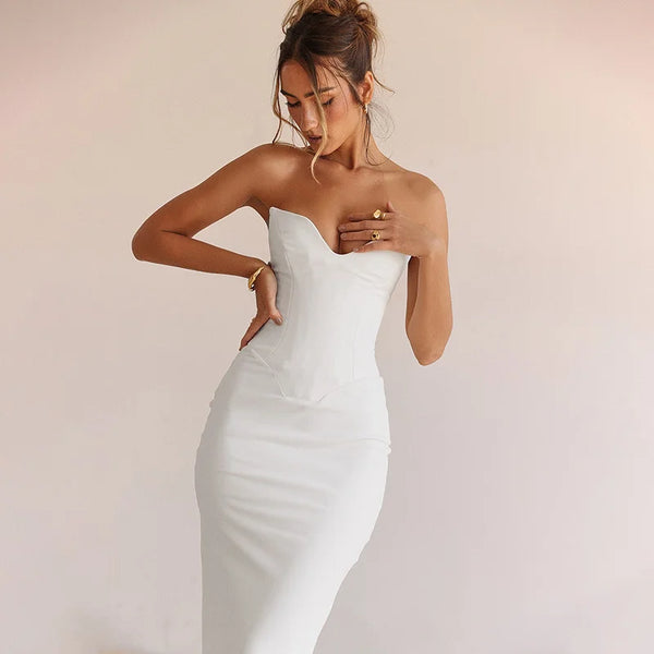 white off shoulder maxi dress