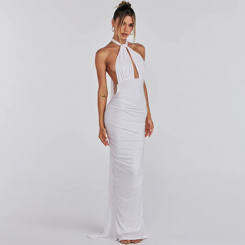 white sleeveless maxi dress