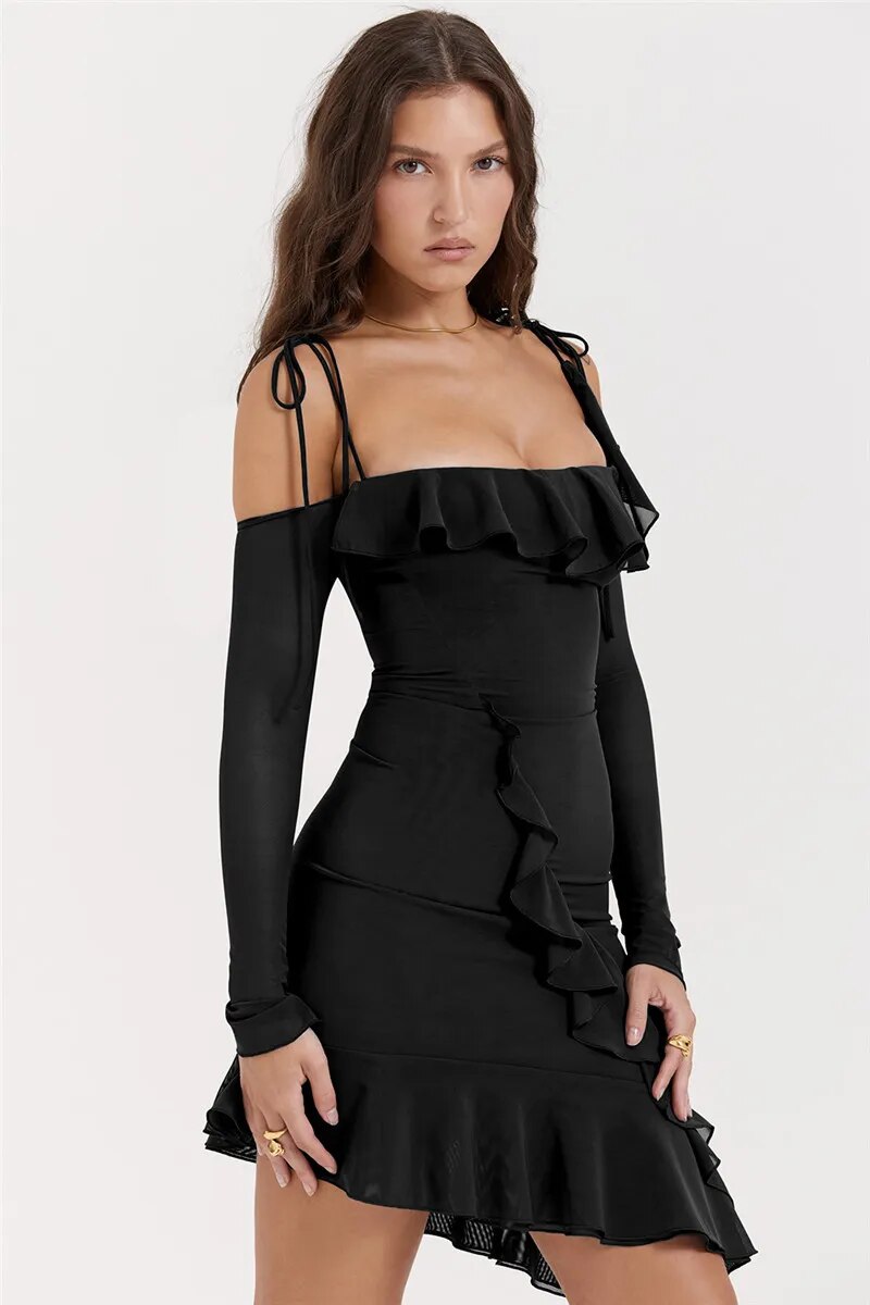 black ruffle dress