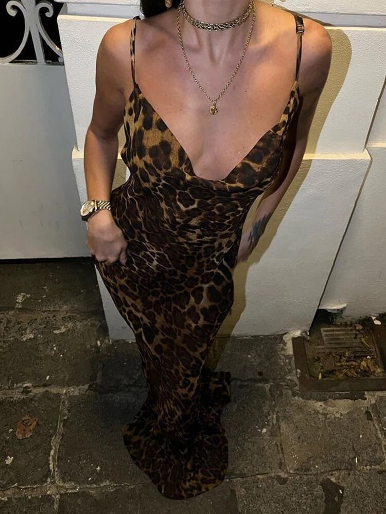 Unleash Your Fierce Femininity with Rown's Leopard Print V-Neck Dresses
