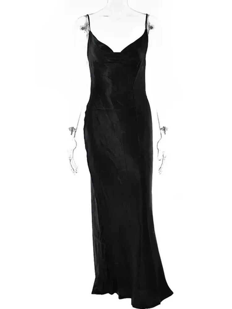 Backless Satin Lace Up Trumpet Maxi Dress Rown