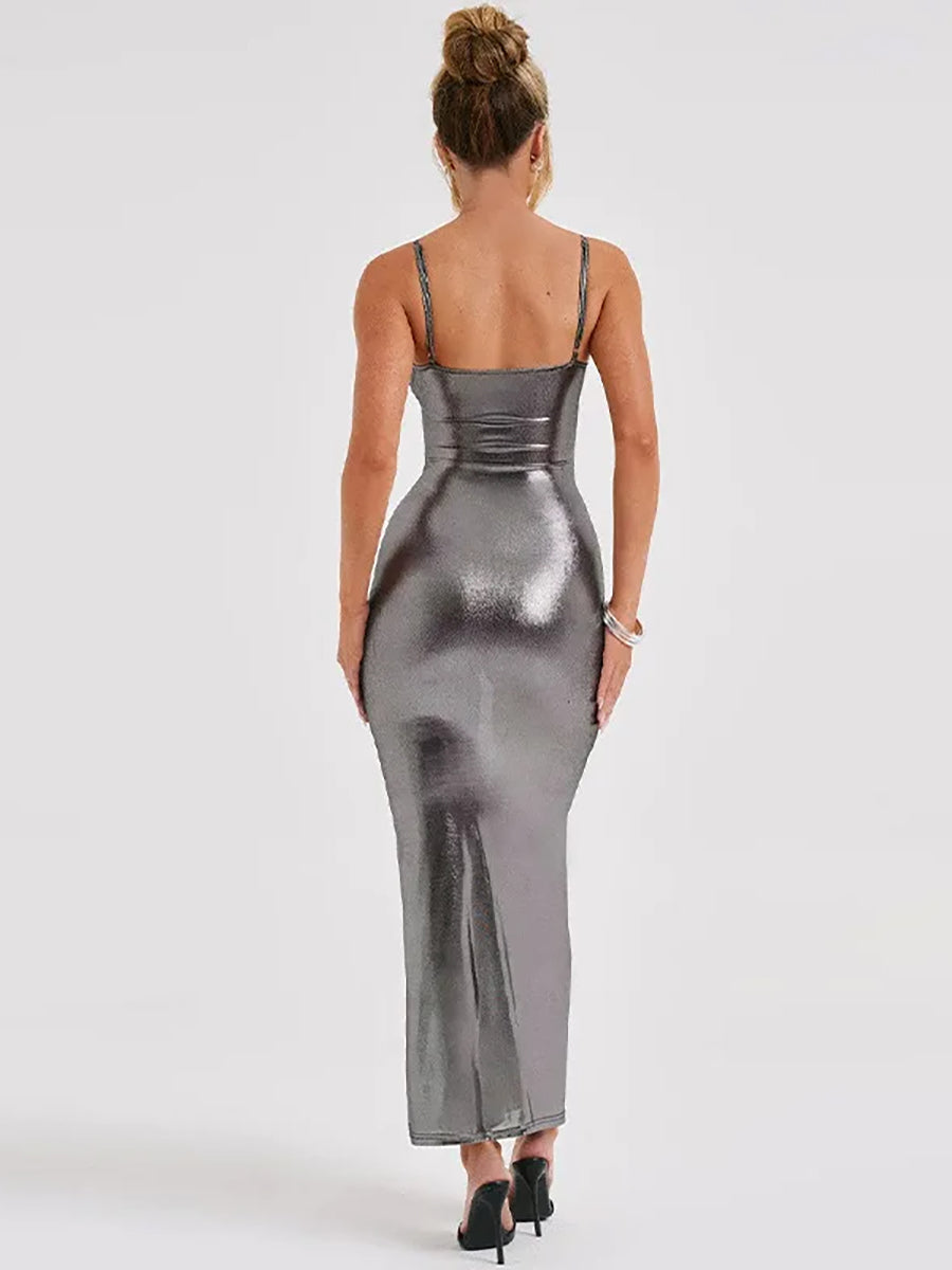 Backless Strapless Bodycon Skinny Maxi Dress Rown