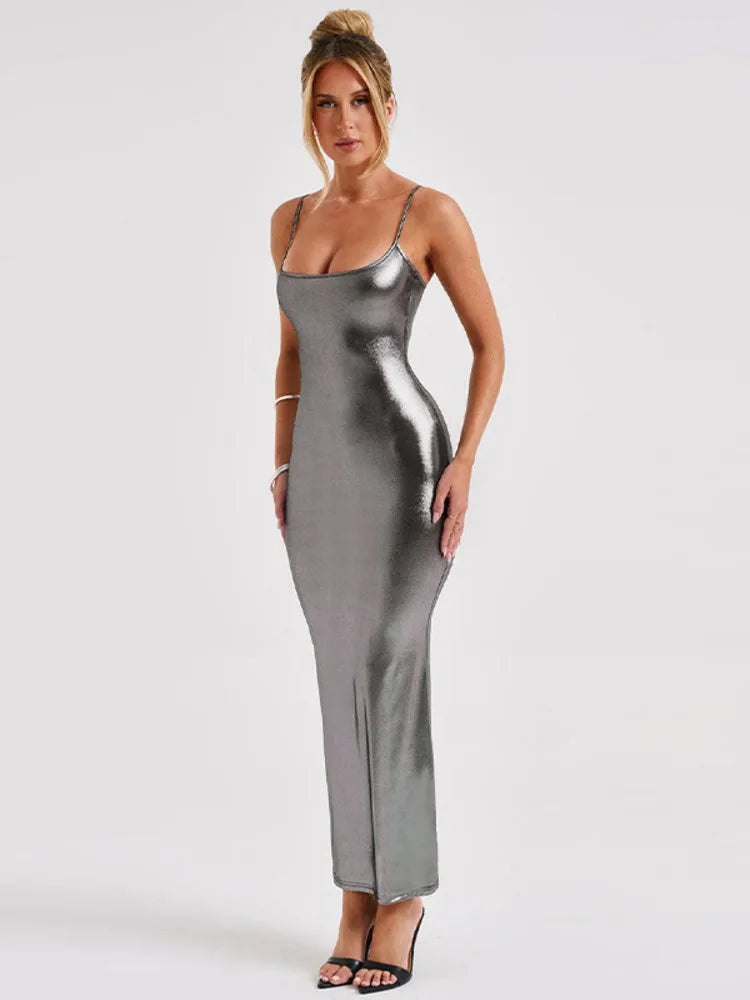 Backless Strapless Bodycon Skinny Maxi Dress Rown