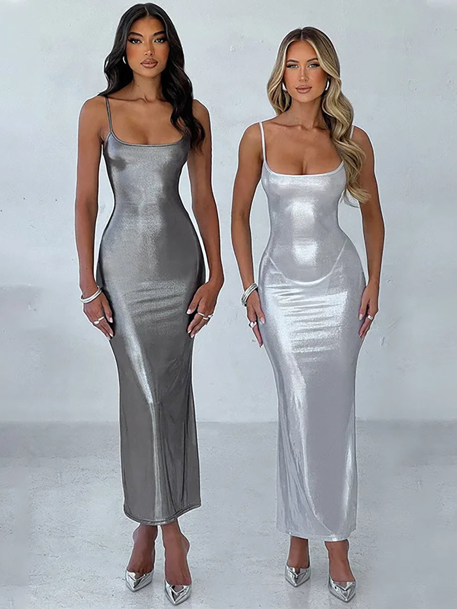 Backless Strapless Bodycon Skinny Maxi Dress Rown