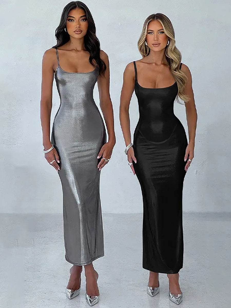 Backless Strapless Bodycon Skinny Maxi Dress Rown