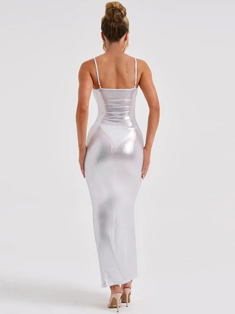 Backless Strapless Bodycon Skinny Maxi Dress Rown