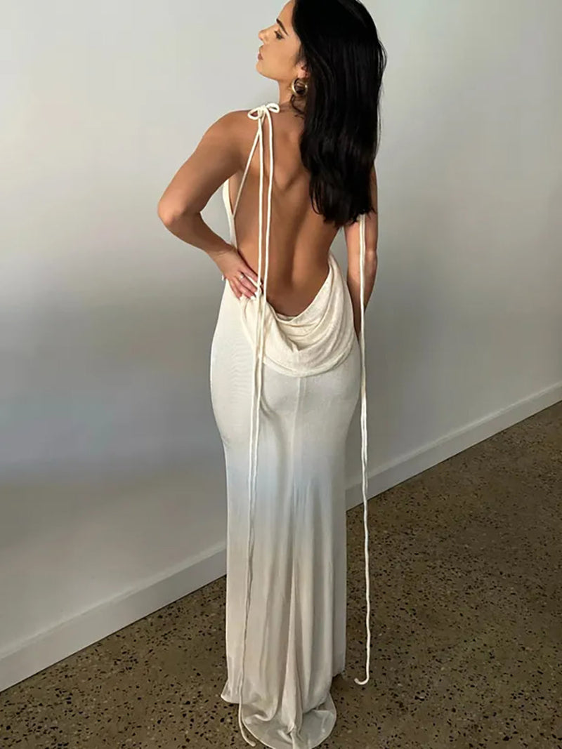 Backless spaghetti strap slim maxi dress Rown