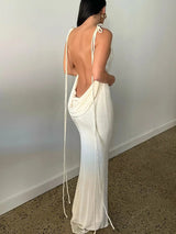 Backless spaghetti strap slim maxi dress Rown