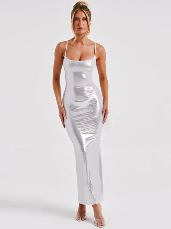 Backless Strapless Bodycon Skinny Maxi Dress - Rown