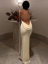 Backless spaghetti strap slim maxi dress - Rown