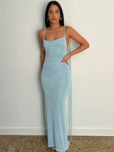 Backless spaghetti strap slim maxi dress - Rown