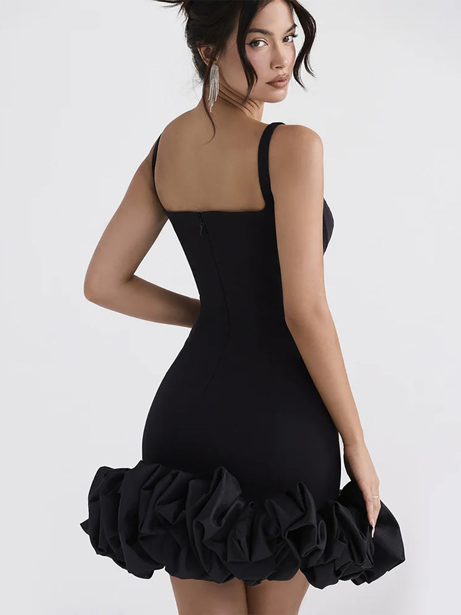 Black Elegant Party Backless Bodycon Mini Dress Rown