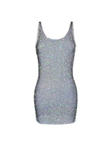 Crystal Diamonds  Sleeveless Bodycon Mini Dresses - Rown