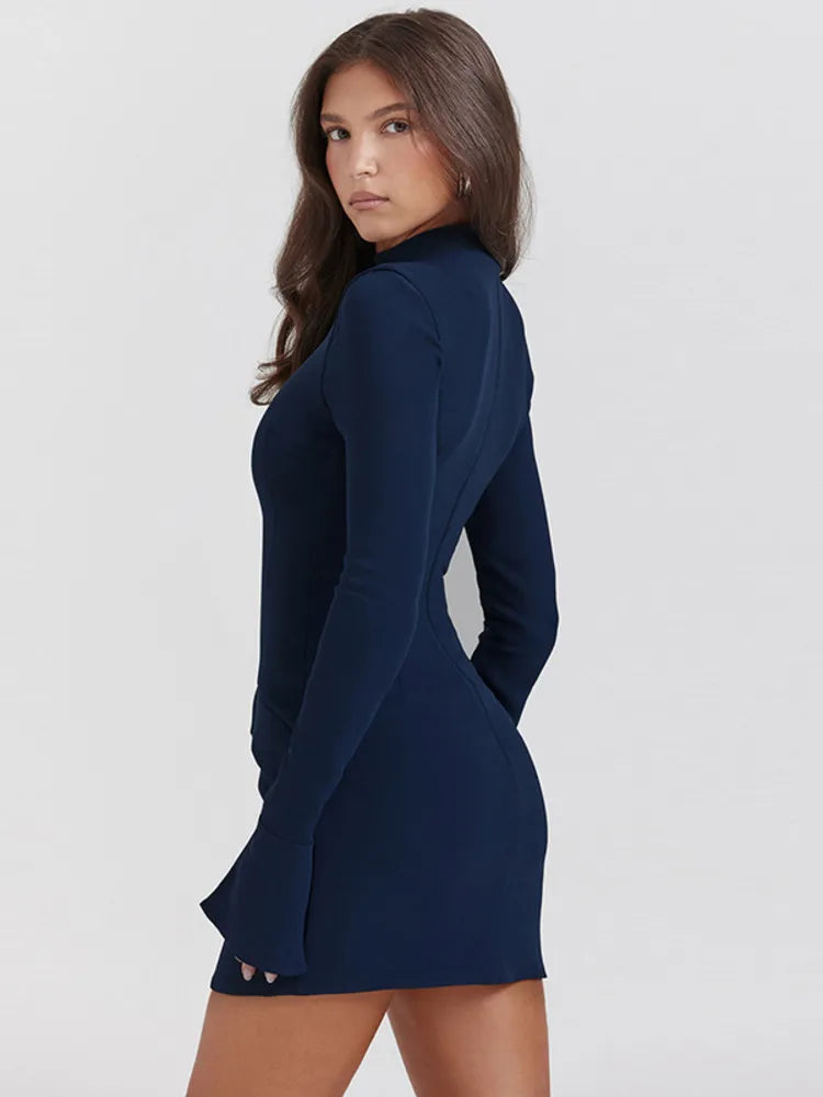 Dark Blue Two Pocket Mini Dress Rown