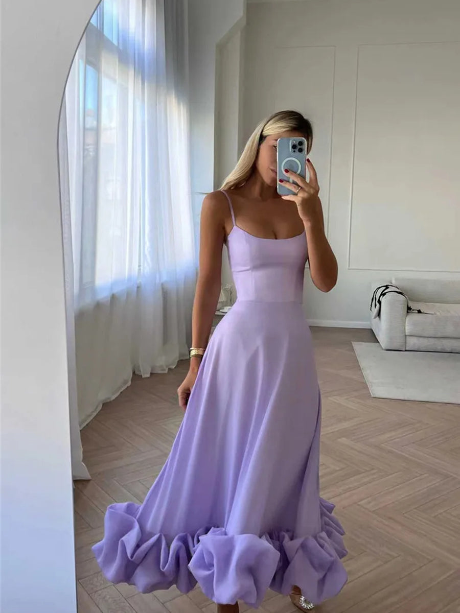 Elegant Flower Hem Backless Loose Midi Dress Rown