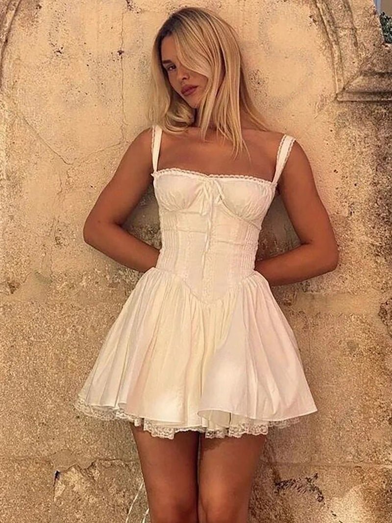 Elegant Lace Bandage Slip A-Line Mini Dress Rown