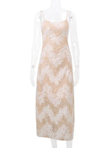Elegant Print Slip Bandage Maxi Dress Rown