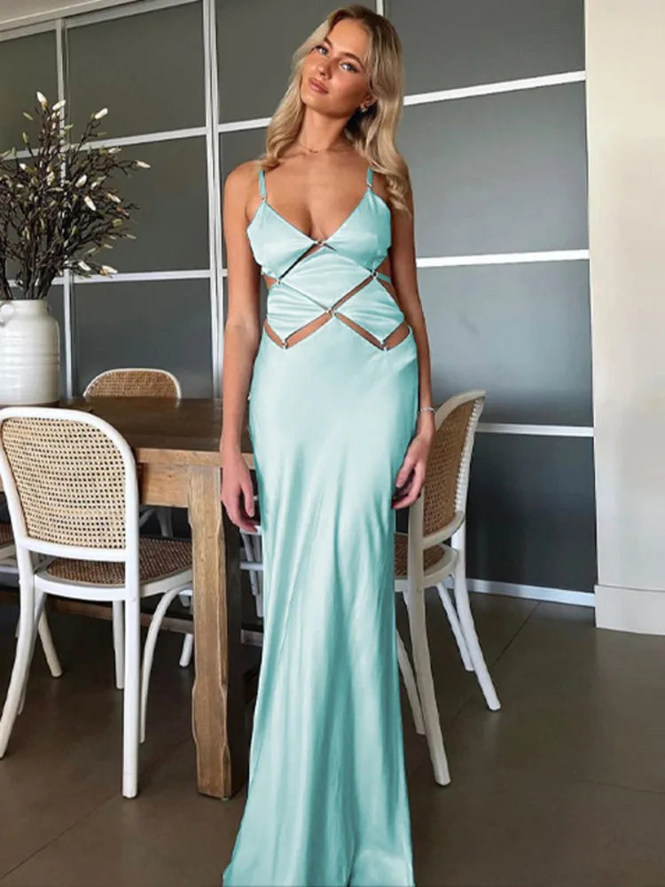 Elegant Slip Mermaid Evening  Maxi Dress Rown