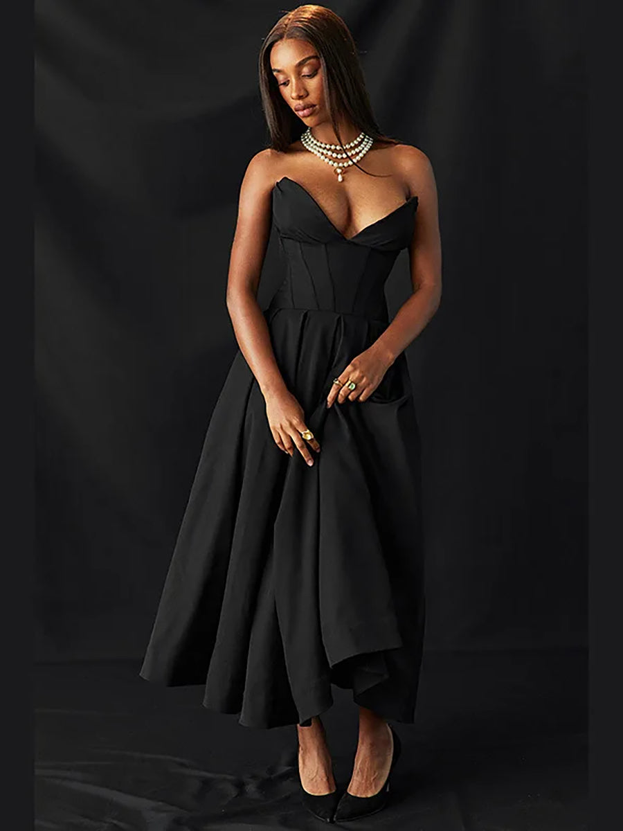 Elegant Spaghetti Strap A-line Backless Maxi Dress Rown