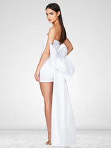 Elegant Strapless Backless Bow Maxi Dress - Rown