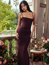 Fishtail Backless Bodycon Maxi Dress - Rown