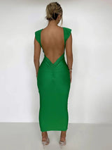 Gown Round Neck Sleeveless Backless Maxi Dress - Rown