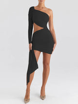 Hollow Out Backless Robe Two Layer Mesh Mini Dress - Rown