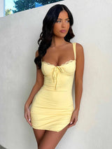 Lace Chest Spaghetti Strap Backless Mini Dress - Rown