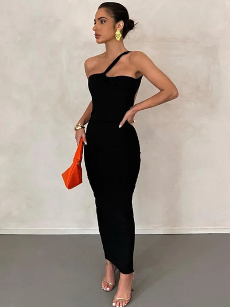 Off-shoulder Bodycon Ruched Backless Maxi Dress Rown