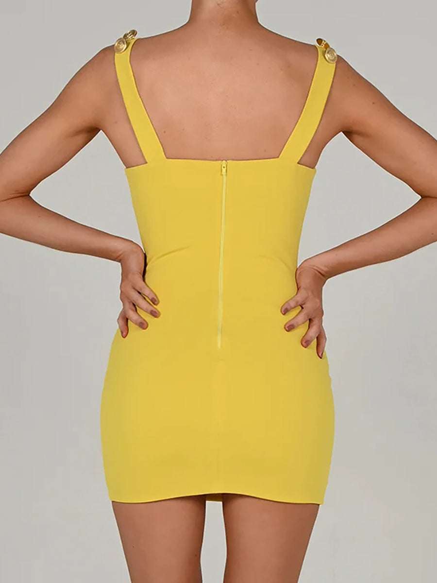 Patchwork Backless Sleeveless Bodycon Mini Dress Rown