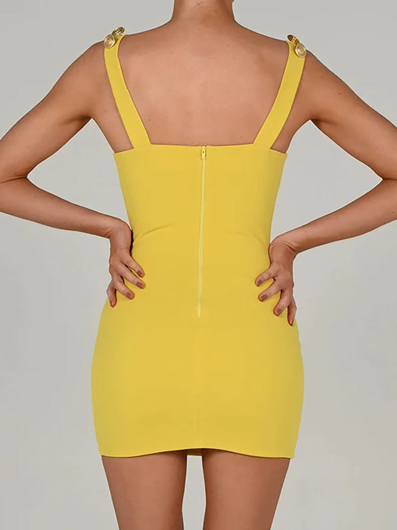 Patchwork Backless Sleeveless Bodycon Mini Dress - Rown