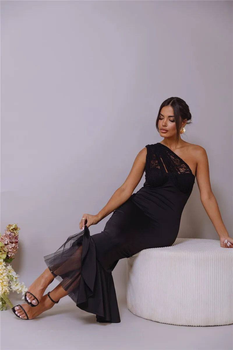 Sleeveless Fishtail Halter Deep V Neck Backless Maxi Dress