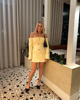 Off-shoulder Strapless Blazer Zipper Long Sleeve Backless Mini Dress