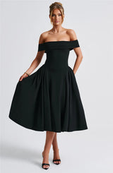 Off-shoulder Backless Solid Strapless Sleeveless A-line Loose Pleated Maxi Dress