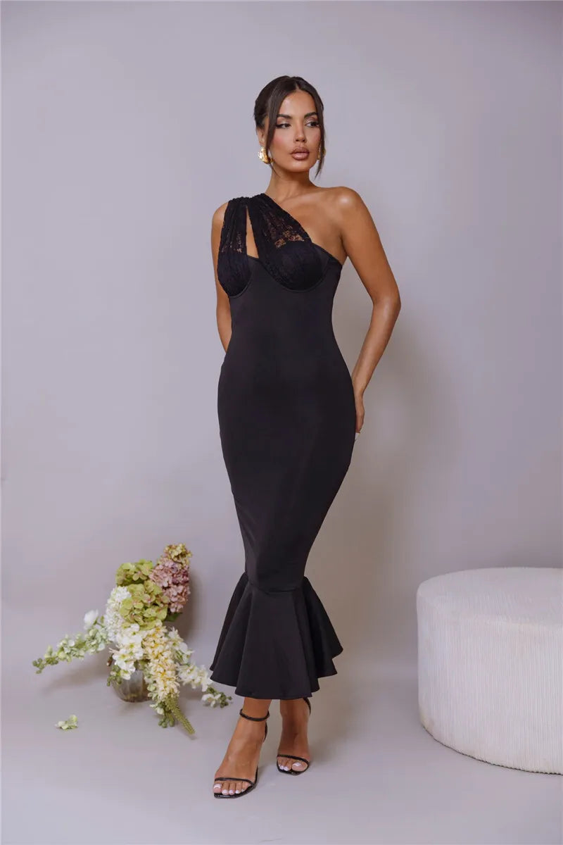 Sleeveless Fishtail Halter Deep V Neck Backless Maxi Dress