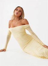 Off-shoulder Long Sleeve Strapless Backless Pleated Maxi Dress