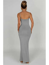 Spaghetti Strap Backless Thickened Fabric Maxi Dress Rown