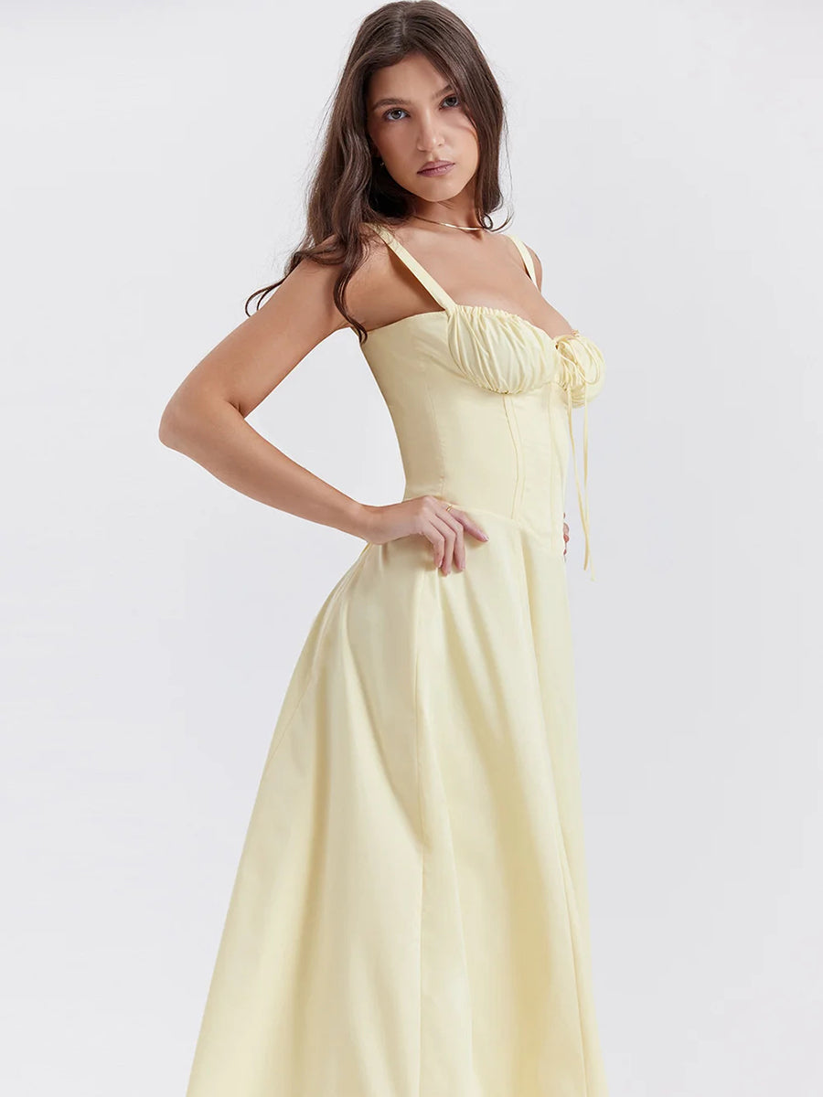 Spaghetti Strap Sleeveless A-line Midi Dress Rown