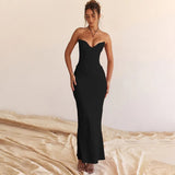 Strapless Off-shoulder Gown Fishbone Maxi Dress Rown