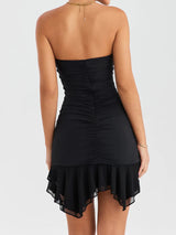 Strapless Irregular Slim Backless Mini Dress - Rown