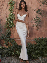 Strapless Off-shoulder Gown Fishbone Maxi Dress - Rown