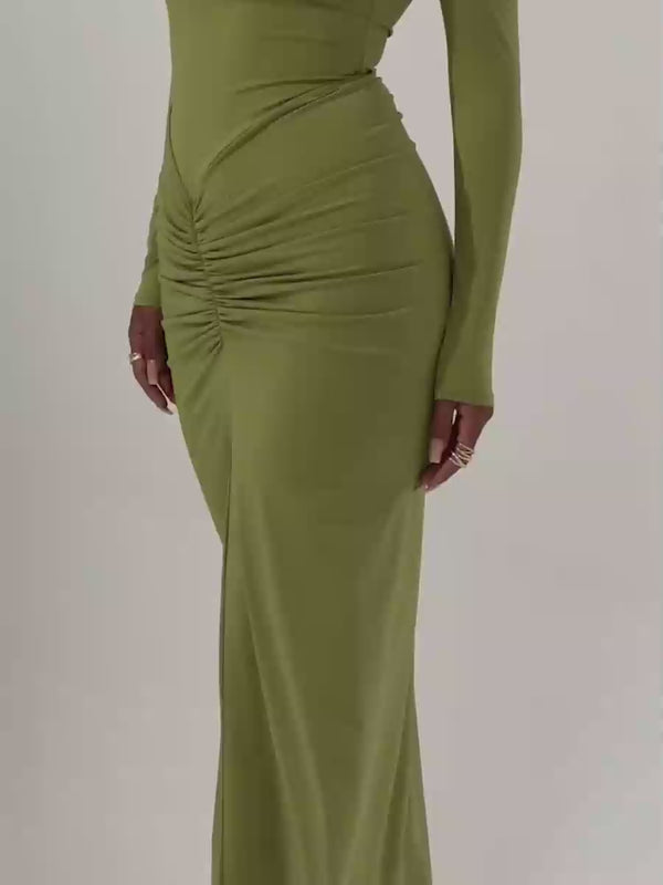 Elegant Turtleneck Long Sleeve Bodycon Maxi Dress